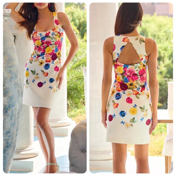 Boston Proper Dresses & Skirts - Boston Proper Garden Of Eve Print Square-Neck Scuba Sheath Dress Women’s Size 14